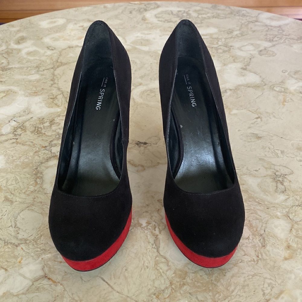 Call It Spring Platform Heels Red Black & Leopard Print - Picture 5 of 15